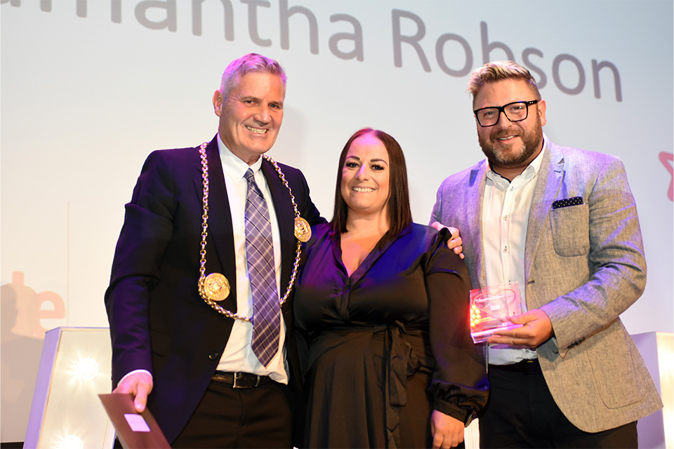 Winner Samantha Robson with the Mayor of South Tyneside, Cllr Pat Hay